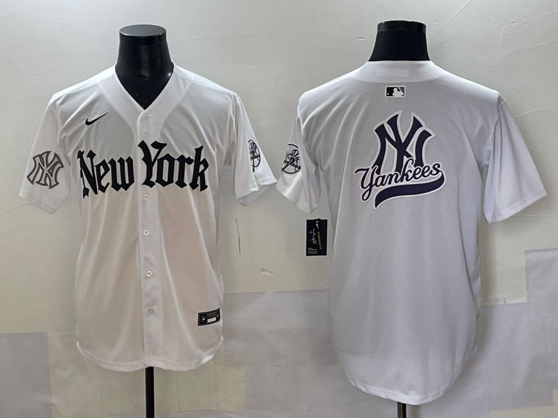 Men 2025 New York Yankees Blank White Five generations Joint Name Nike MLB Jersey style 63->new york yankees->MLB Jersey